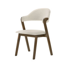 Chaise de salle à manger en tissu bouclé crème, 84X58X60 cm