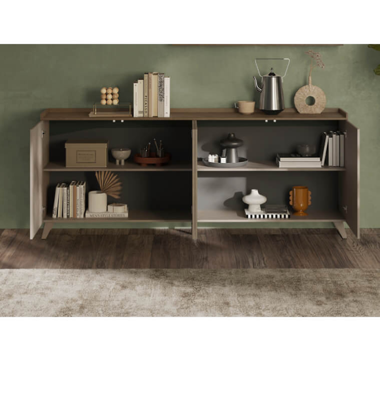 Buffet Tresi 4 portes, finition bronze avec détails Mercure, 241X99X42 cm, Dakar