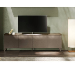 Meuble Tv Tresi 4 portes, finition bronze avec détails Mercure, 241X72X42 cm