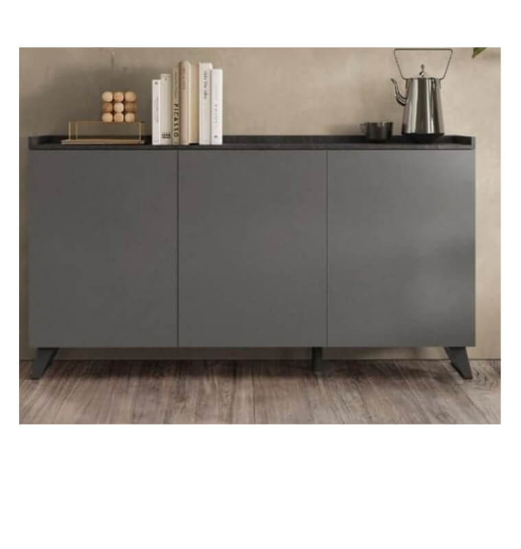 Buffet 3 portes, finition plomb ardoise, 181X99X42 cm, Dakar