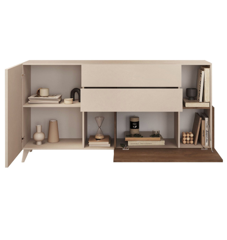 Buffet Pablo, cachemire mat et décor chêne mercure, L 181 x H 94 x P 42 cm, Dakar