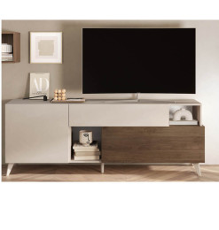 Meuble Tv Pablo, cachemire mat et décor chêne mercure, L 180X67X42 cm