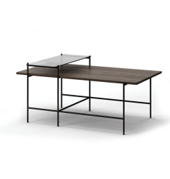 Table à café Armin en bois et verre, 120X70X40 / 80X33X56 cm