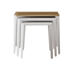 Table gigogne Lydia walnut et blanc - Lot de 3