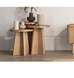 Table de gigogne Soffice walnut light - Lot de 3