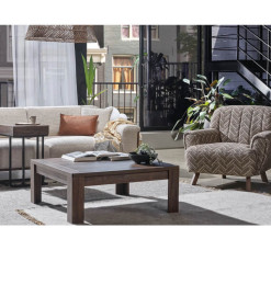 Table à café Hardy en bois noyer, 100X100X40 cm