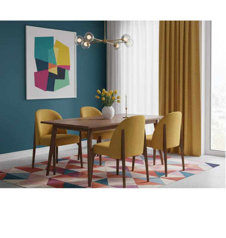 Chaise de salle à manger moderne en tissu jaune, 87X57X56 cm | 113 500 CFA | à Dakar