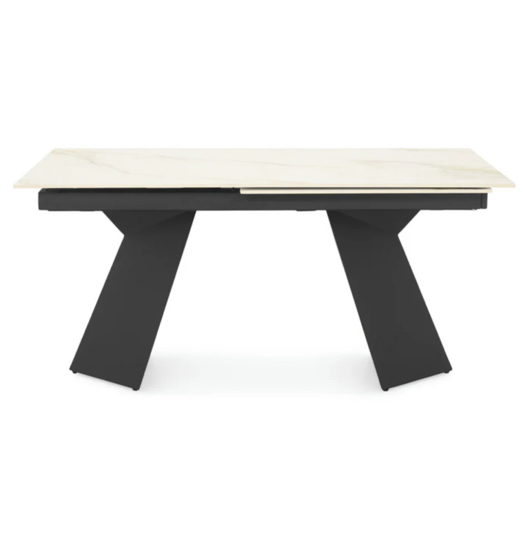 Table à manger extensible en céramique marbré beige et en métal, 160/240x90x75cm | 680 000 CFA | à Dakar