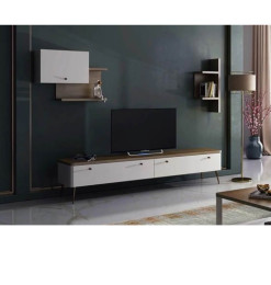 Meuble TV Lydia walnut et blanc + Boitier + étagère | 425 000 CFA | à Dakar