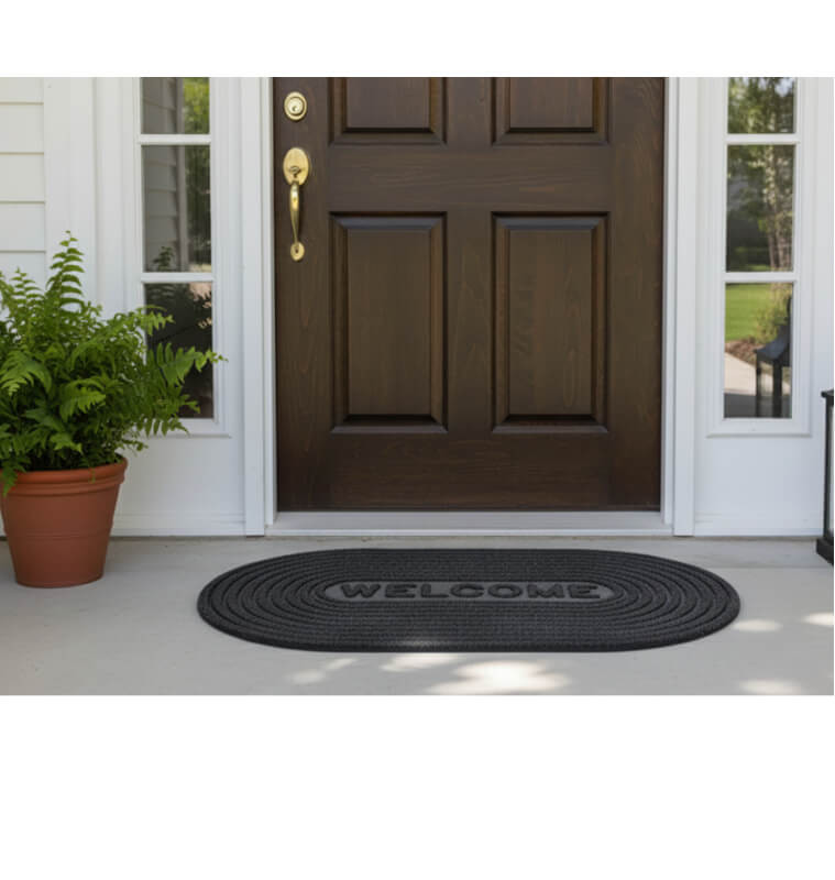 Paillasson ovale "Welcome" 45x75 cm en fibres recyclées Ecorib noir | Paillassons , Dakar, Sénégal