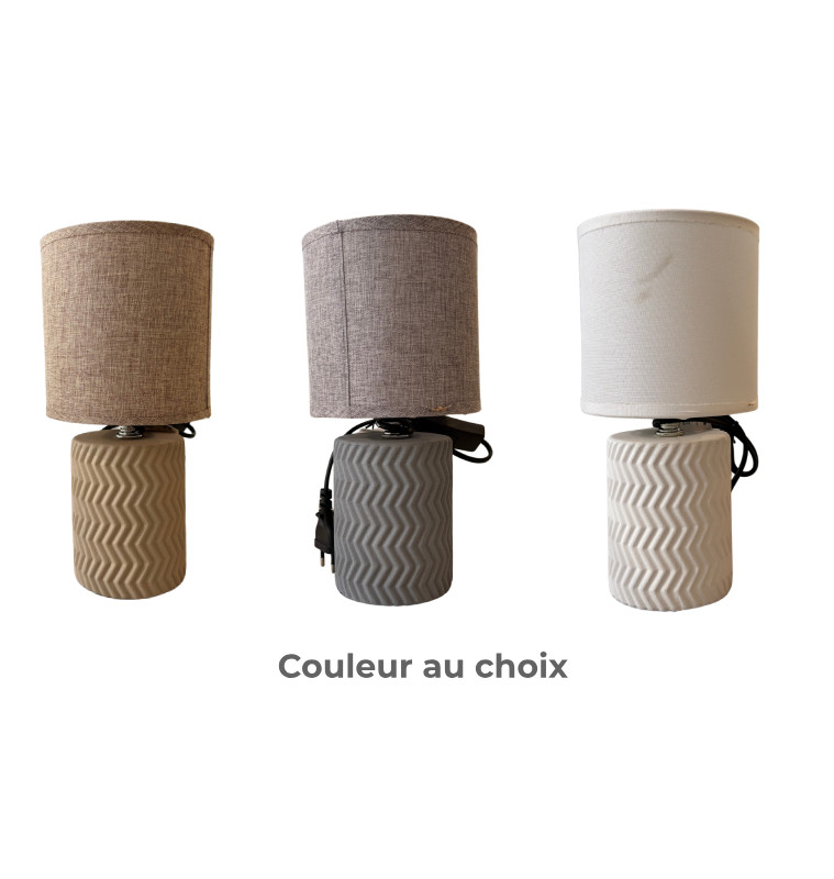 Lampe de chevet en céramique striée avec abat-jour, douille E14, 13x13x27 cm | Lampes de table, lampes de chevet , Dakar, Sén...