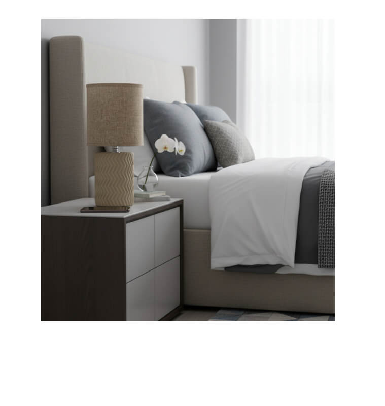 Lampe de chevet en céramique striée avec abat-jour, douille E14, 13x13x27 cm | Lampes de table, lampes de chevet , Dakar, Sén...