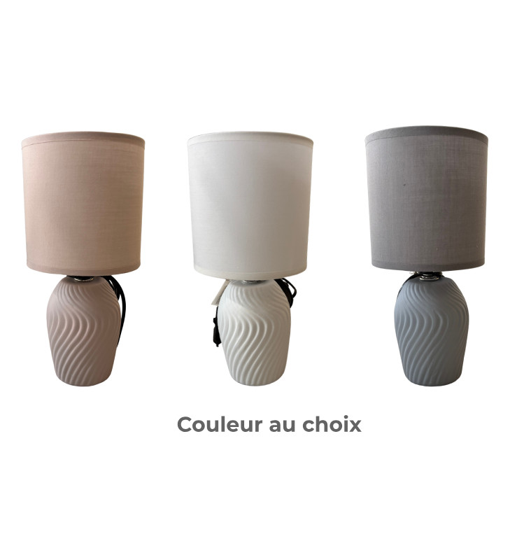 Lampe de chevet en céramique striée zigzag avec abat-jour, douille E14, 13x13x26 cm | Lampes de table, lampes de chevet , Dak...