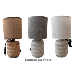 Lampe de chevet en céramique effet bois avec abat-jour, douille E14, 13x13x27 cm | Lampes de table, lampes de chevet , Dakar,...
