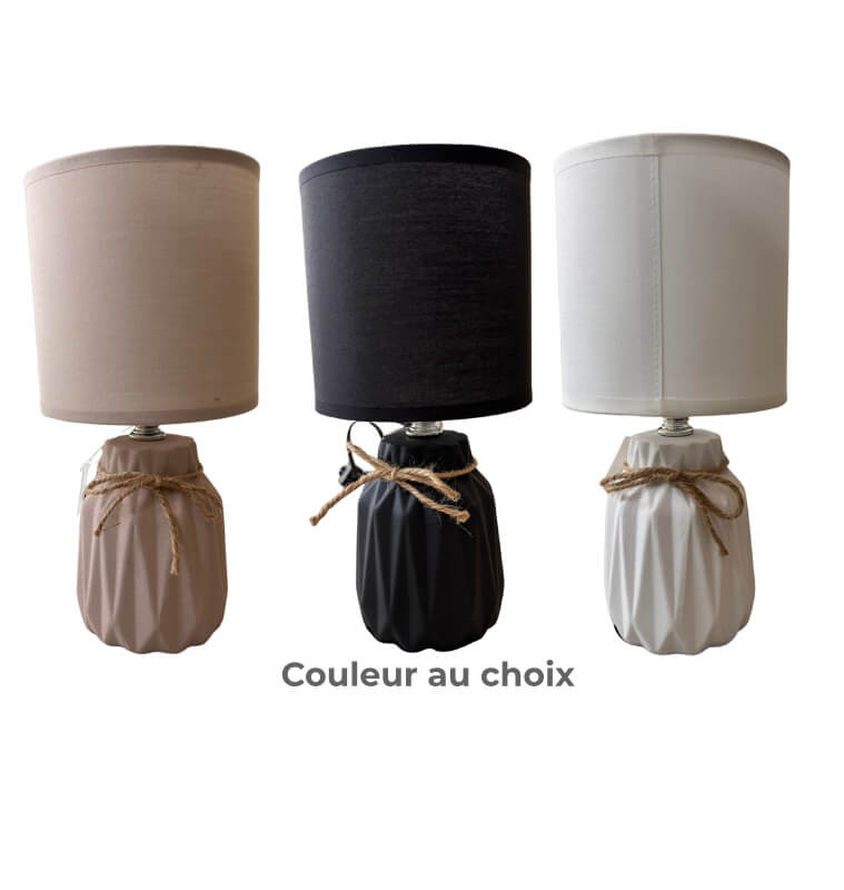 Lampe de chevet en céramique striée avec abat-jour, douille E14, 13x13x28 cm | Lampes de table, lampes de chevet , Dakar, Sén...