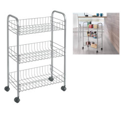 Chariot de cuisine 3 étages en métal Lugano, 41x23x63 cm