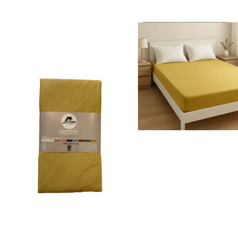 Drap housse 140x190 cm, chamois, 100% coton 57 Fils | Linge de lit , Dakar, Sénégal