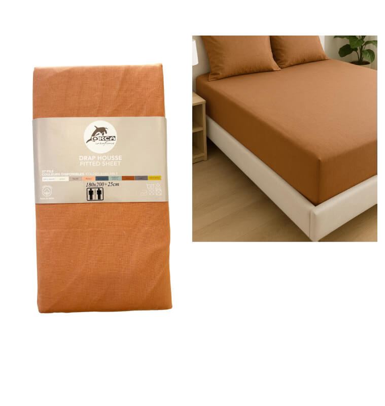 Drap housse 180x200 cm, rouille, 100% coton 57 Fils | Linge de lit , Dakar, Sénégal