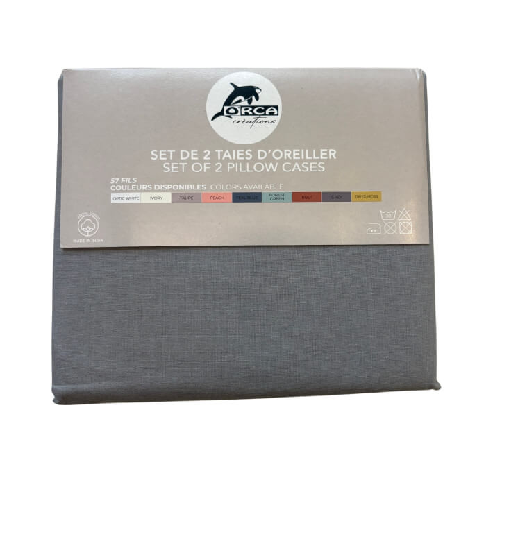 Taie d’oreiller 60x60 cm, gris clair,100% coton 57 fils - Lot de 2 | Linge de lit , Dakar, Sénégal