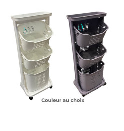 Panier étagère à 3 niveaux en Pvc, 43.5X32X105 cm