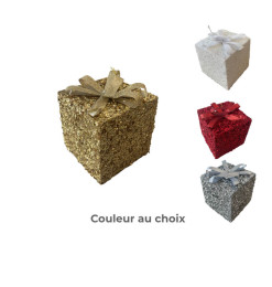 Cadeau décoratif en mousse pailletée, 15×15 cm