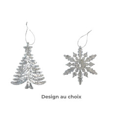 Sujet de Noël à suspendre en PVC transparent pailleté argent, 10×13 cm |Suspensions de Noël |700 CFA ,Dakar, Sénégal