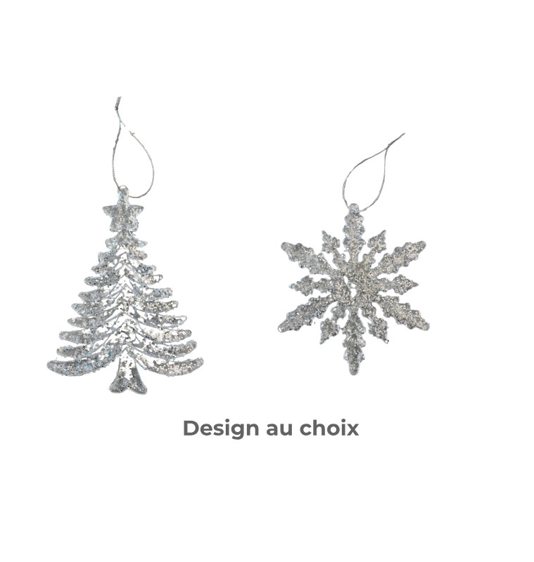 Sujet de Noël à suspendre en PVC transparent pailleté argent, 10×13 cm |Suspensions de Noël |700 CFA ,Dakar, Sénégal