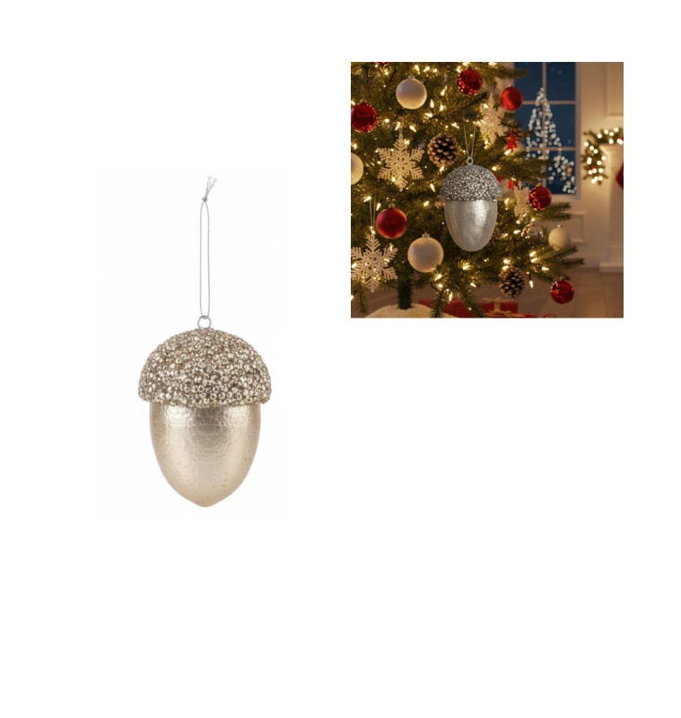 Noix décorative en mousse champagne à suspendre, 12 cm |Suspensions de Noël |1 300 CFA ,Dakar, Sénégal