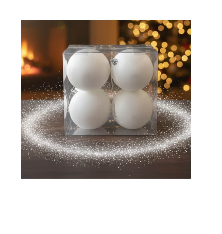 Boule de Noël blanche mat 10 cm en PVC - Lot de 4 |Boules de Noël |1 800 CFA ,Dakar, Sénégal