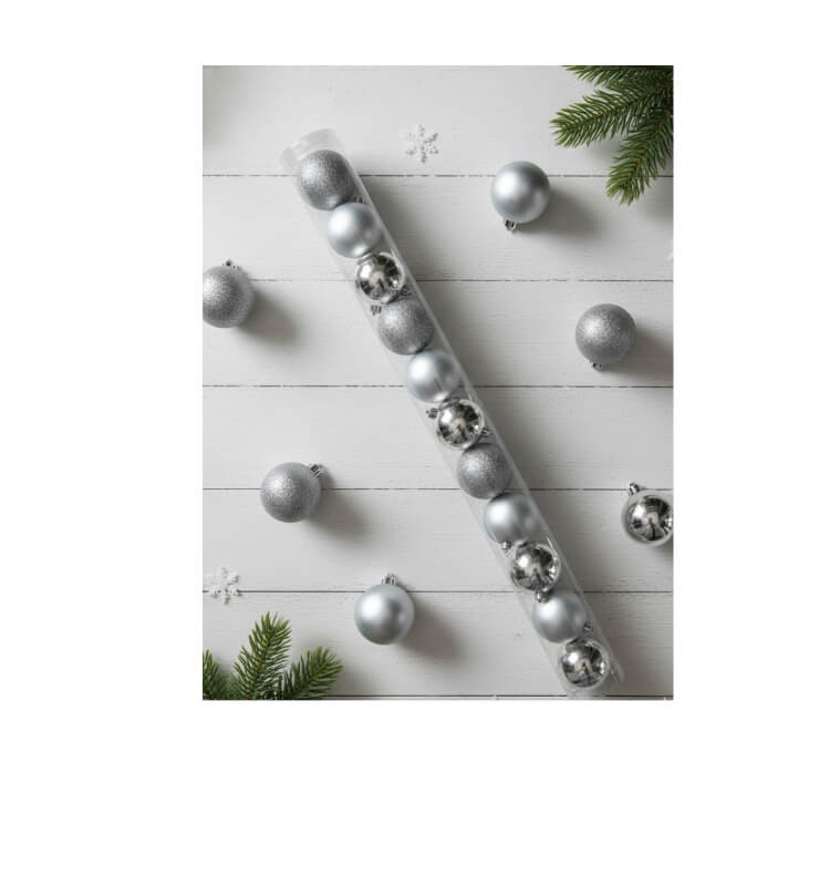 Boule de Noël argentée 8 cm en PVC - Lot de 12 |Boules de Noël |3 000 CFA ,Dakar, Sénégal