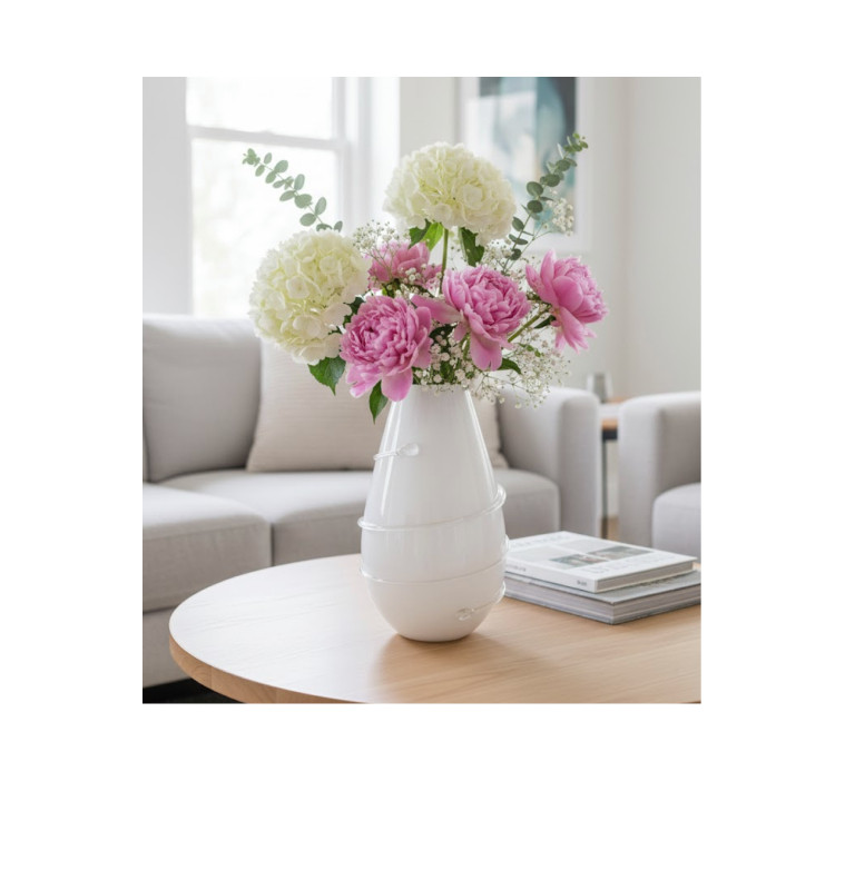 Vase en verre blanc avec spirale transparente, 9×36 cm | Vases déco , Dakar, Sénégal