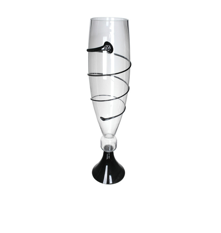 Vase sur pied en verre transparent avec spirale noire, 17,5×95 cm | Vases déco , Dakar, Sénégal