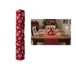 Rouleau tissu jute décoratif rouge à motifs blancs, 36×270 cm |Art de la table Noël |2 500 CFA ,Dakar, Sénégal