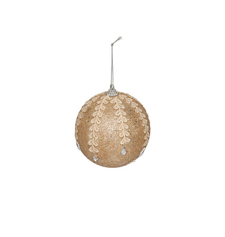 Boule de Noël champagne avec broderies, 10 cm \r\n |Boules de Noël |1 600 CFA ,Dakar, Sénégal