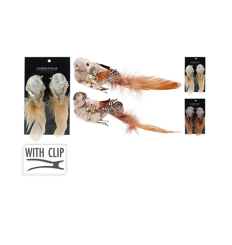 Oiseau sur clip 14 cm - Set de 2\r\n |Suspensions de Noël |2 300 CFA ,Dakar, Sénégal