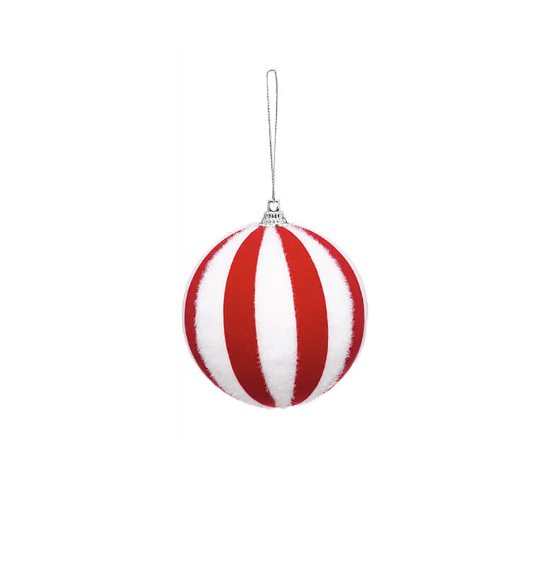 Boule de Noël 10 cm rayée rouge et blanc |Boules de Noël |1 300 CFA ,Dakar, Sénégal