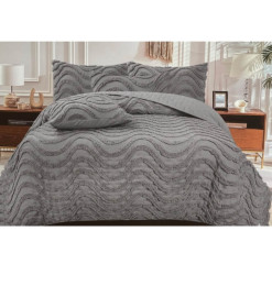 Couvre-lit jacquard microfibre gris ( Couette 240x260 cm + 2 taies d'oreiller + 2 coussins ) | Linge de lit , Dakar, Sénégal
