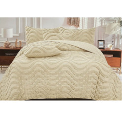 Couvre-lit jacquard microfibre beige( Couette 240x260 cm + 2 taies d'oreiller + 2 coussins ) | Linge de lit , Dakar, Sénégal