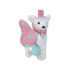 Renard avec champignon gourmand, 13x17x27 cm