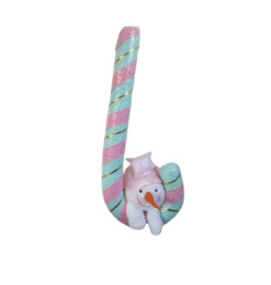 Sucre d’orge gourmand avec tête de bonhomme de neige, 24x10x58 cm