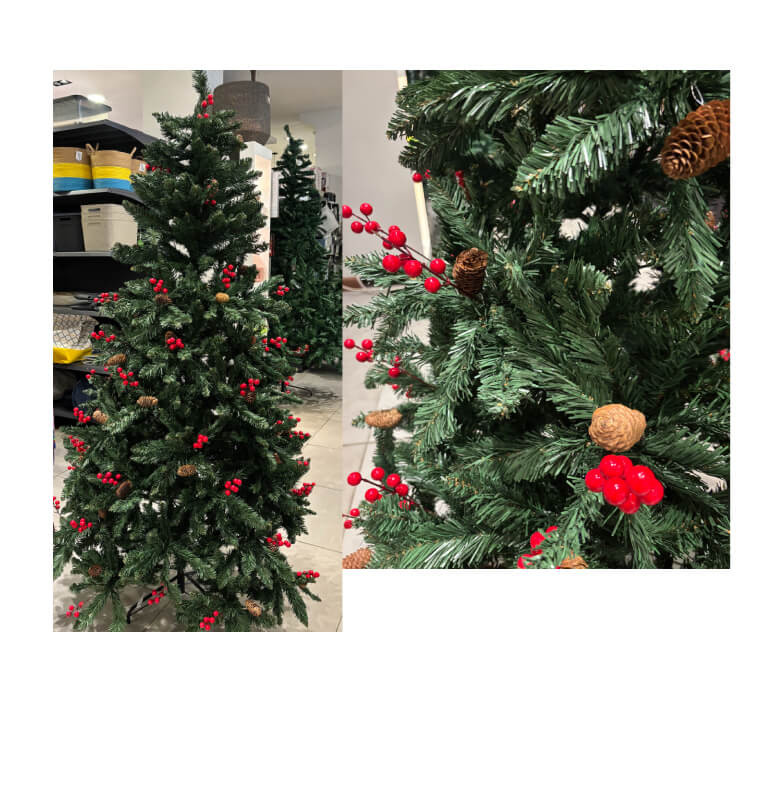 Sapin de Noël 180cm 850 feuilles vert + pins + baies sur pied metal |Sapins de Noël |51 000 CFA ,Dakar, Sénégal