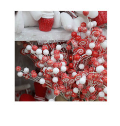 Tige sucette rouge/blanc pailleté, 66 cm