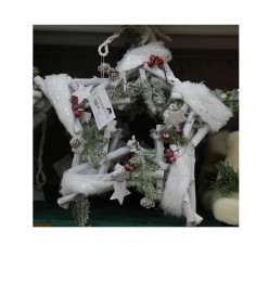 Étoile 34cm bois blanc + déco |Suspensions de Noël |7 250 CFA ,Dakar, Sénégal