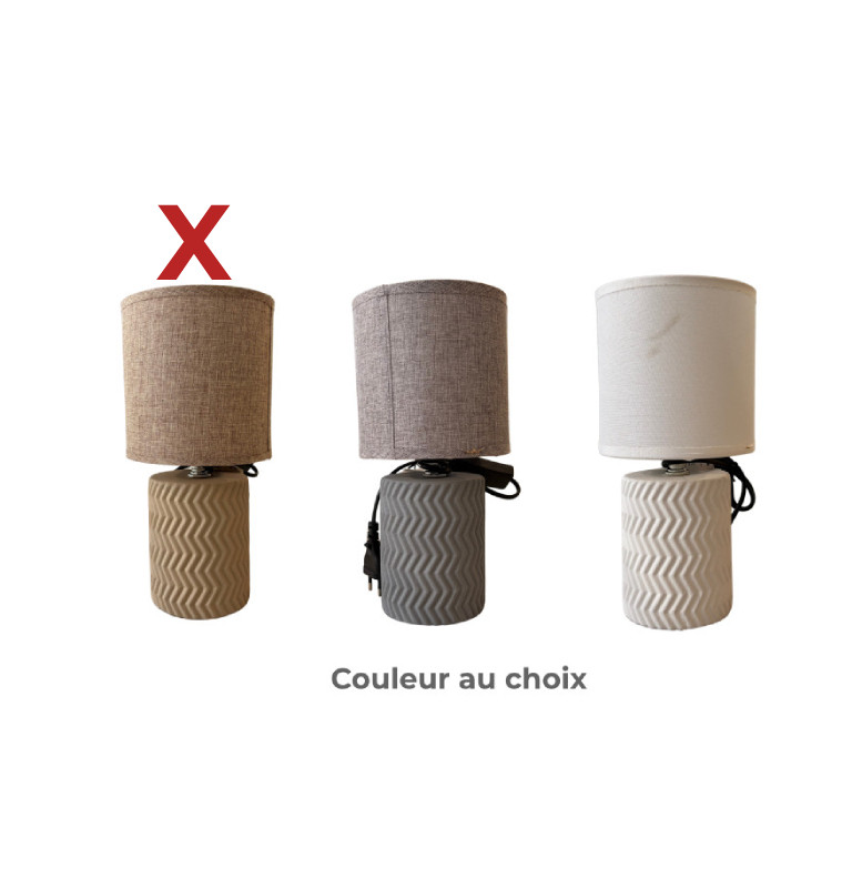 Lampe de chevet en céramique striée avec abat-jour, douille E14, 13x13x27 cm | Lampes de table, lampes de chevet , Dakar, Sén...