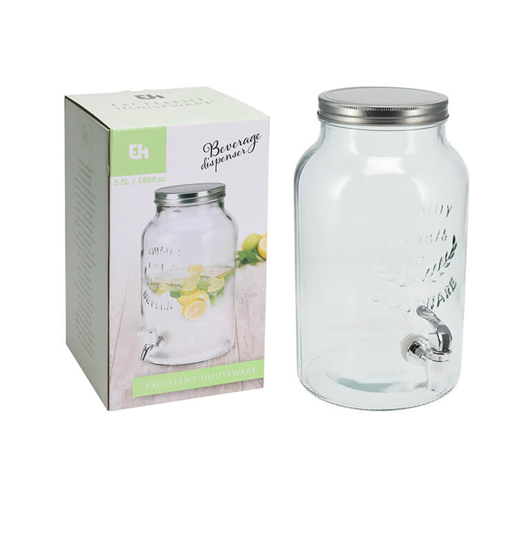 Distributeur de boisson en verre 5,5 L avec robinet | Distributeurs de boissons & mugs avec paille | 9 100 CFA , dakar, Sénégal