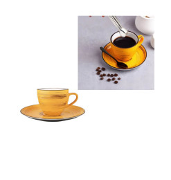 Tasse à café + sous-tasse 75 ml en porcelaine jaune | Tasses & mugs | 2 300 CFA , dakar, Sénégal