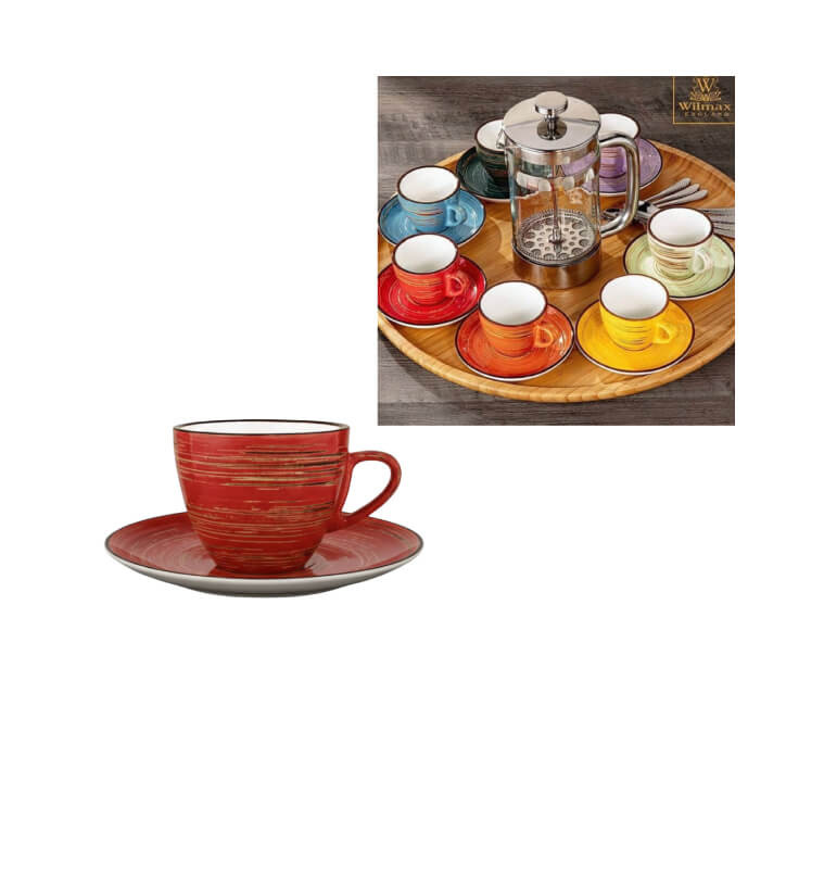 Tasse à café + sous-tasse 75 ml en porcelaine rouge | Tasses & mugs | 2 300 CFA , dakar, Sénégal