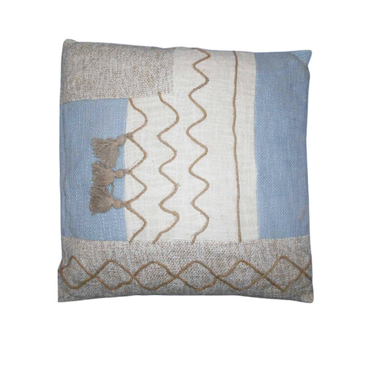 Coussin déco 45 x 45 cm naturel et bleu | Coussins déco , Dakar, Sénégal