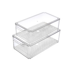 Boîte organisateur de frigo avec couvercle transparent/blanc - Lot de 2, taille L | Organisation | 9 100 CFA , dakar, Sénégal