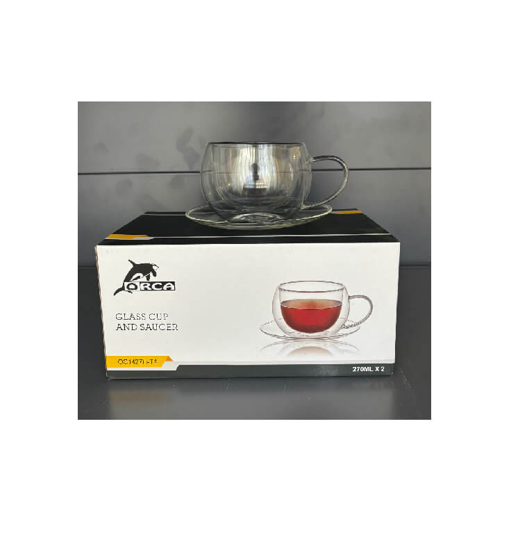 Tasse + sous-tasse cappuccino 270 ml en verre double paroi - lot de 2 | Tasses & mugs | 8 900 CFA , dakar, Sénégal